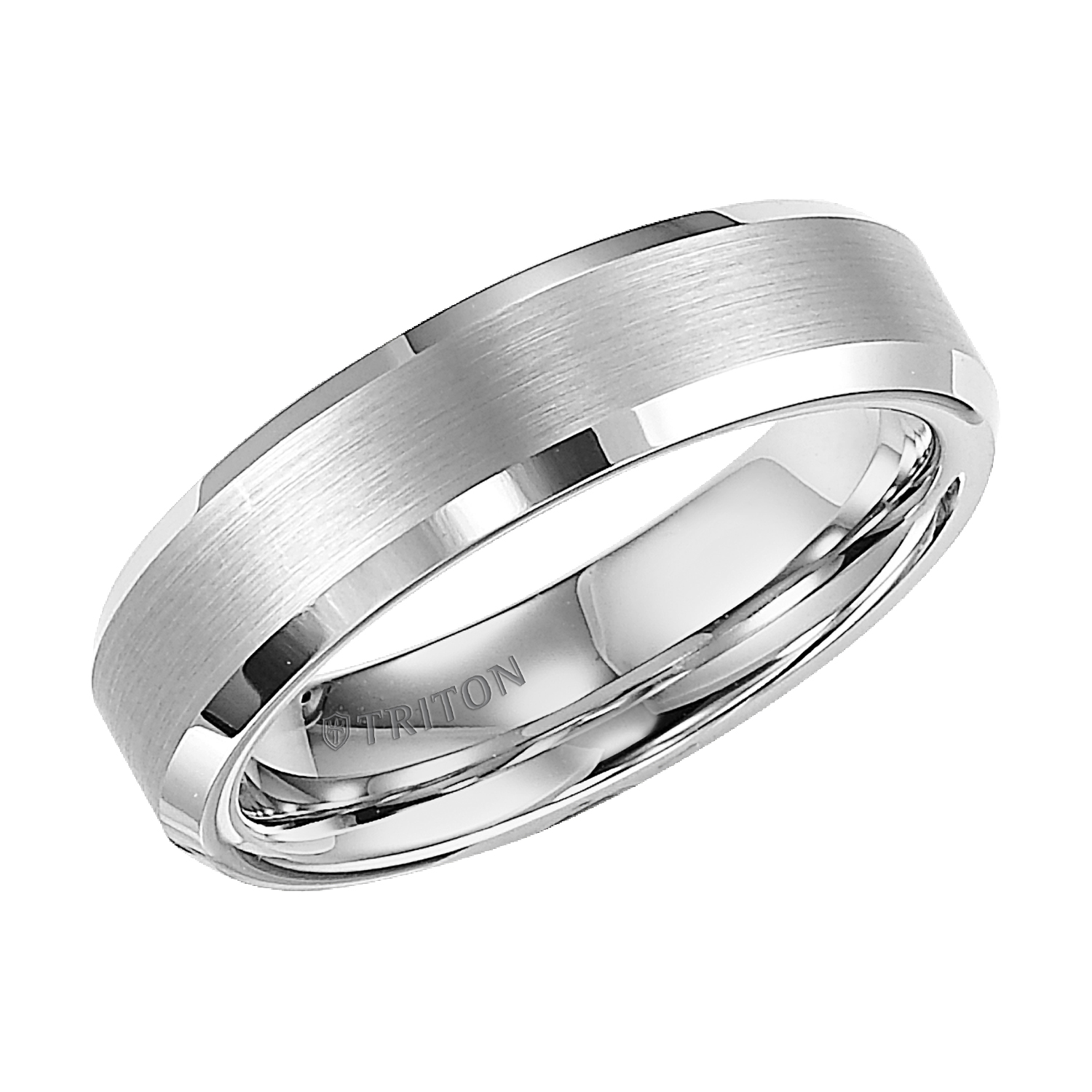 Bevel Edge White Tungsten Carbide comfort fit Band