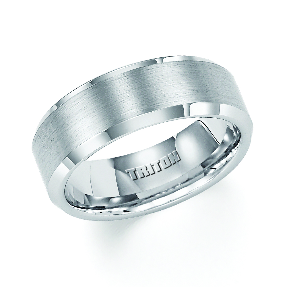 Bevel Edge White Tungsten Carbide Comfort Fit Band