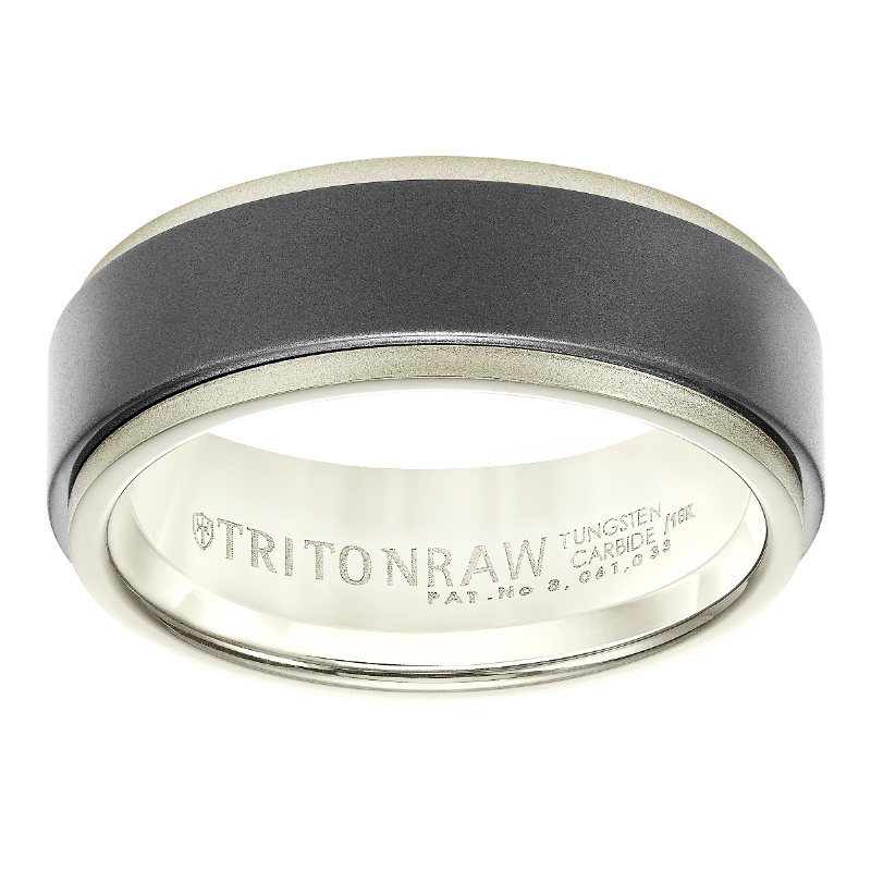 18K White gold ring with step edge