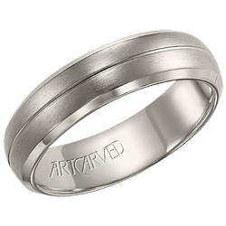 Titanium 6mm Gents Benton Wedding Band With Engraved Center Line