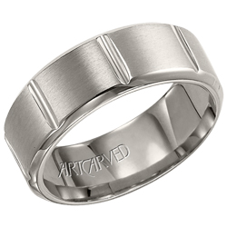 Titanium 8mm Gents Sullivan Wedding Band With Vertical Engraved Lines