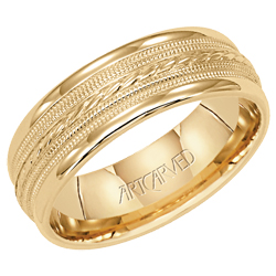 14k Yellow Gold 7mm Opulence Engraved Wedding Band