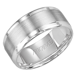 Gents 14k White Gold 8.5mm Flat Style Hallandale Wedding Band