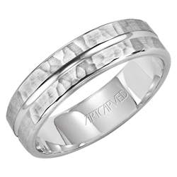 Gents 14k White Gold 6mm Comfort Fit Entrust Wedding Band