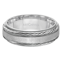 14k White Gold 7mm Comfort Fit Cambridge Wedding Band