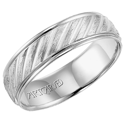 14k White Gold Lightweight Comfort Fit Engraved Parker Wedding Band