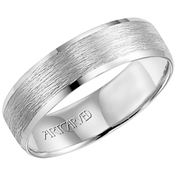 14k White Gold Lightweight Comfort Fit Engraved Harlan Wedding Band