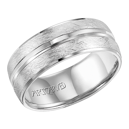14k Yellow Gold 8mm Comfort Fit Vernon Beveled Edge Matte Finish Ring