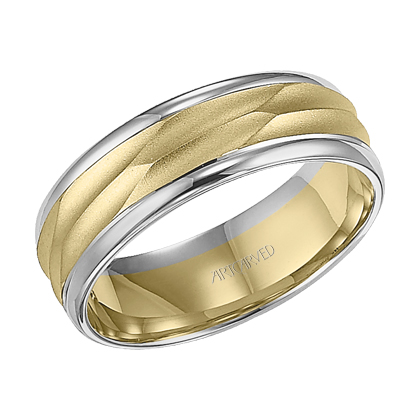14k Two Tone Gold 7mm Comfort Fit Wedding Band