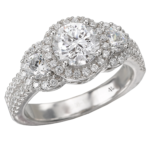 3-Stone Semi-Mount Diamond Ring
