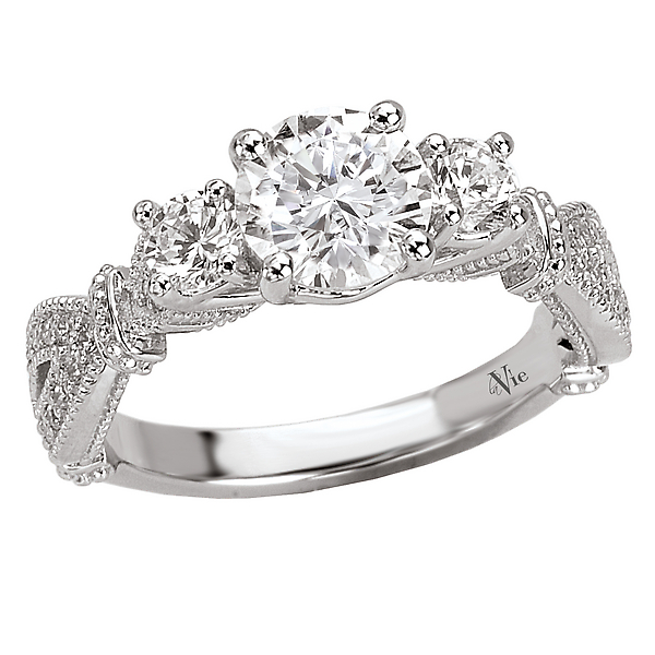 3-Stone Semi-Mount Diamond Ring