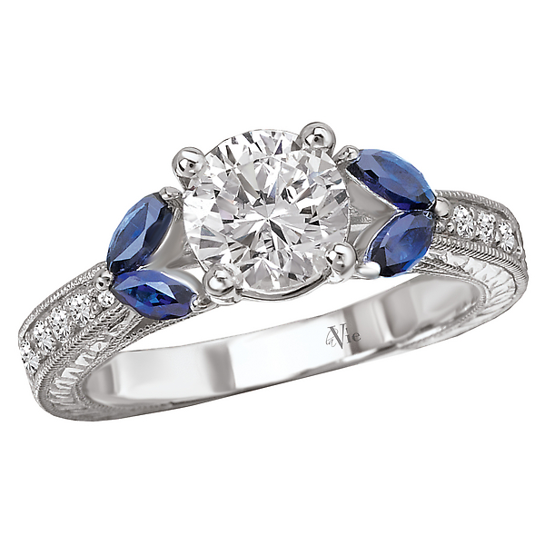 Sapphire and Diamond Semi-Mount Ring