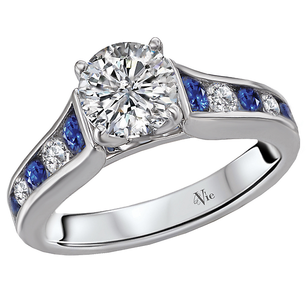 Sapphire and Diamond Semi-Mount Ring