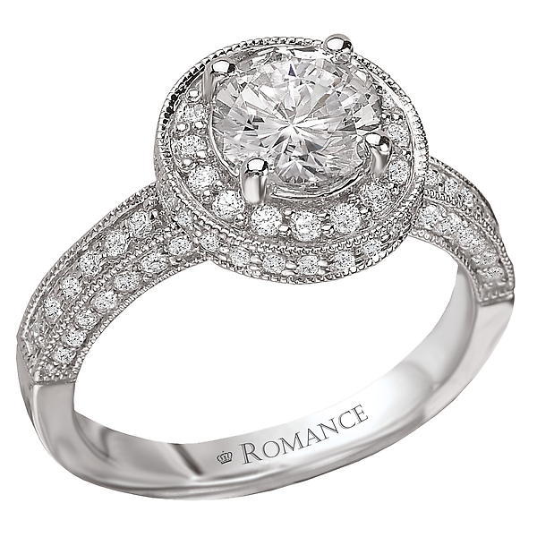 Round Halo Semi-Mount Diamond Ring