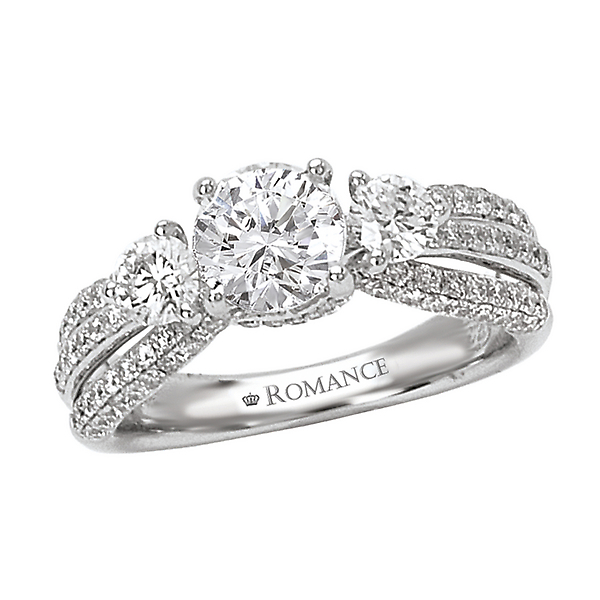 3-Stone Semi-Mount Diamond Ring