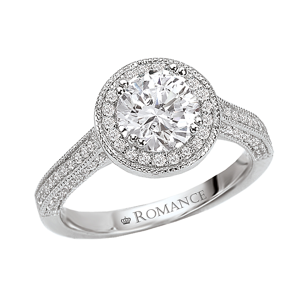 Round Halo Semi-Mount Diamond Ring