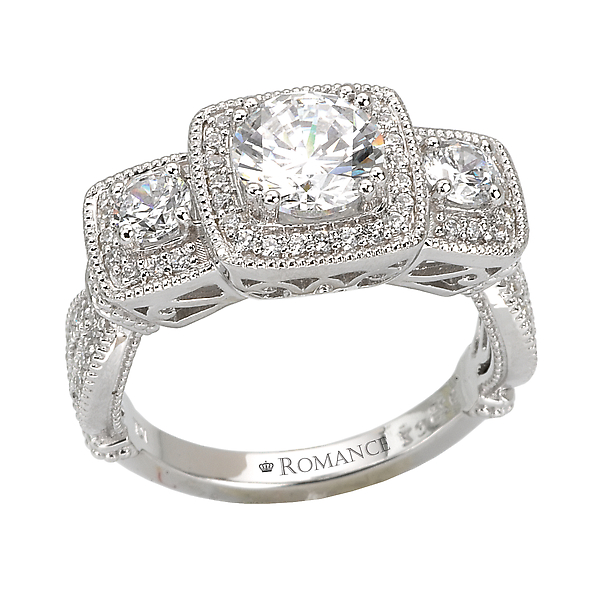 3-Stone Semi-Mount Diamond Ring