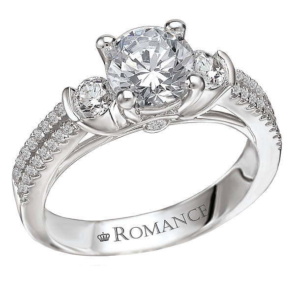 3-Stone Semi-Mount Diamond Ring