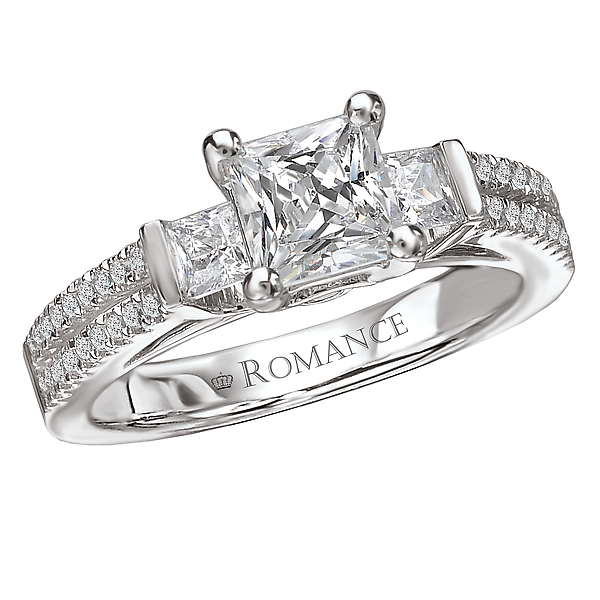 3 Stone Semi-Mount Diamond Ring