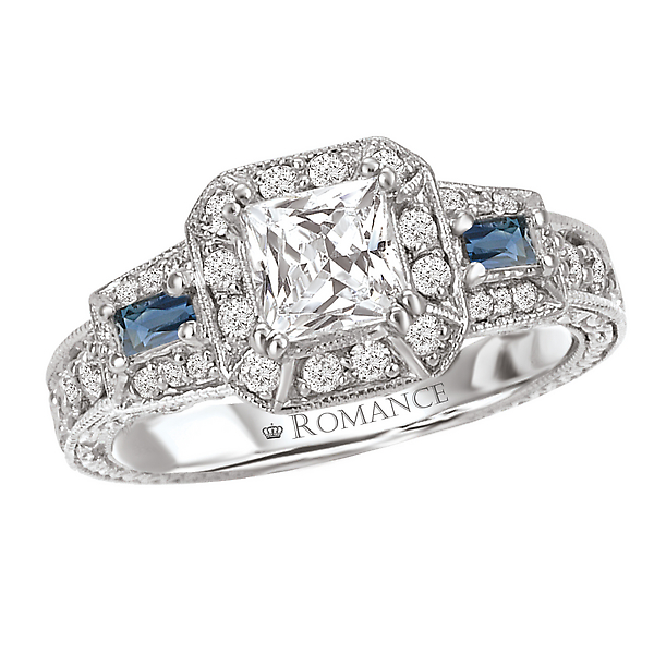 Sapphire and Diamond Semi-Mount Ring