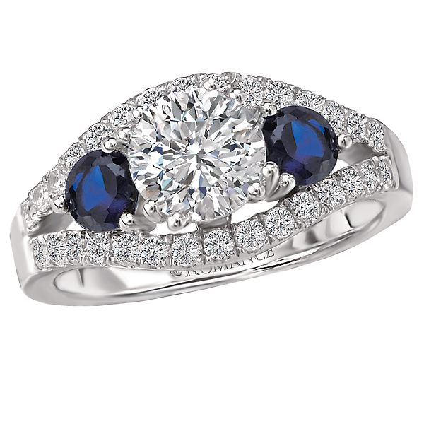 Sapphire and Diamond Semi-Mount Ring