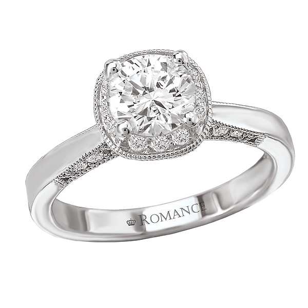 Round Halo Semi-Mount Diamond Ring