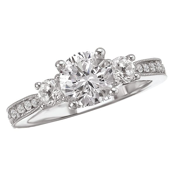 3 Stone Semi-Mount Diamond Ring