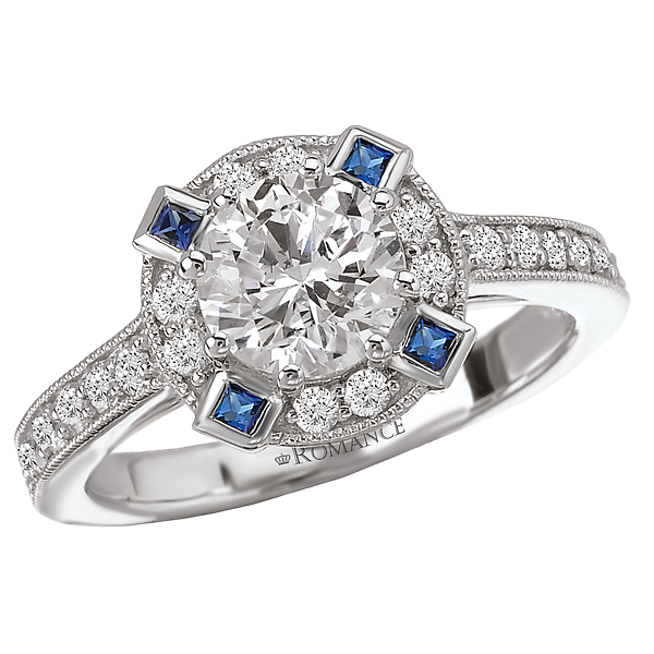 Sapphire and Diamond Semi-Mount Ring