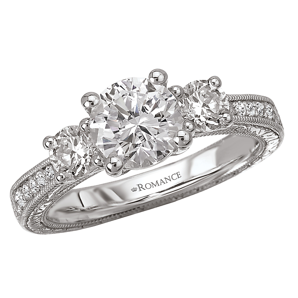 3-Stone Semi-Mount Diamond Ring