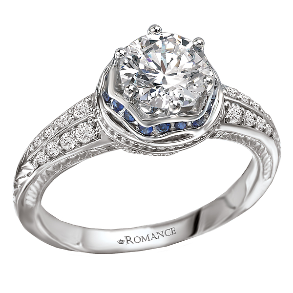 Sapphire and Diamond Semi-Mount Ring