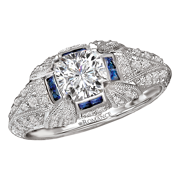 Sapphire and Diamond Semi-Mount Ring