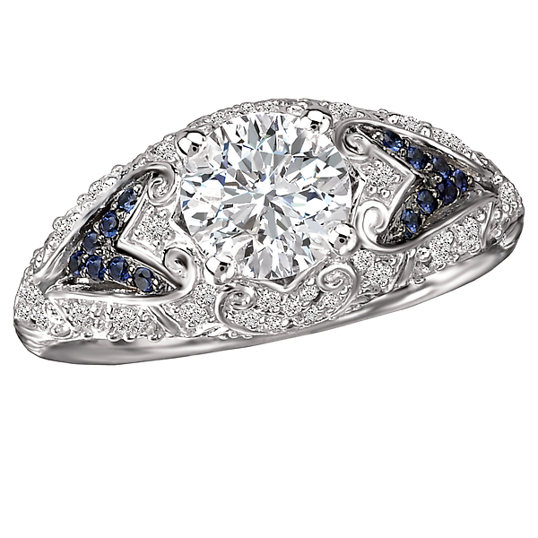 Sapphire and Diamond Semi-Mount Ring
