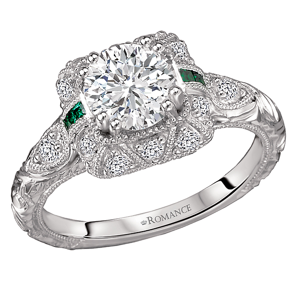 Tsavorite and Diamond Semi-Mount Ring