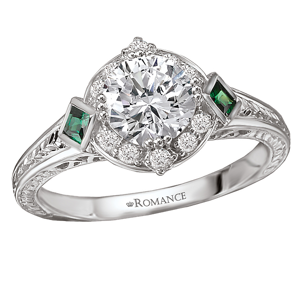 Tsavorite and Diamond Semi-Mount Ring