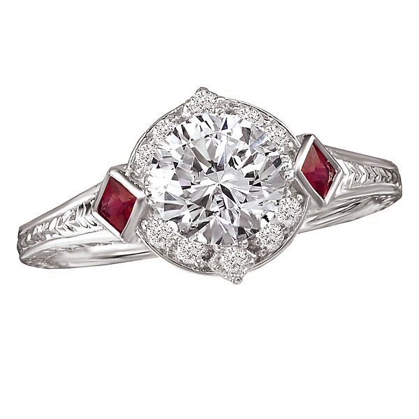 Ruby and Diamond Semi-Mount Ring