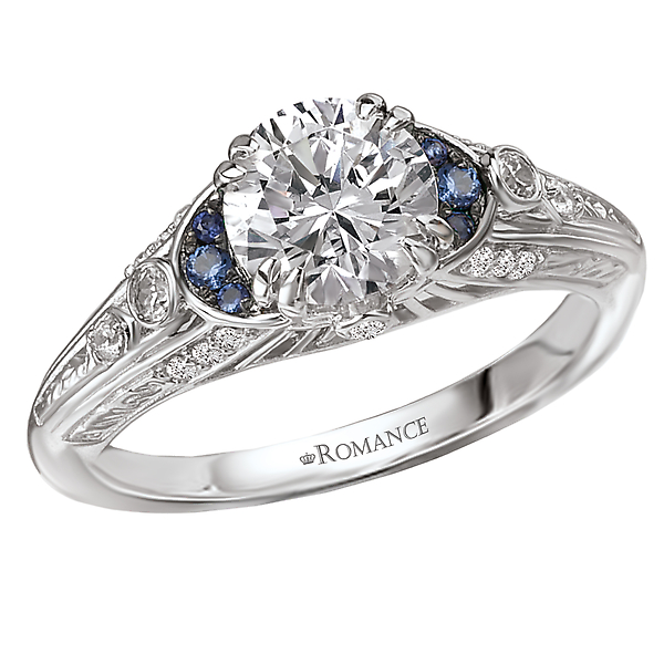 Sapphire and Diamond Semi-Mount Ring