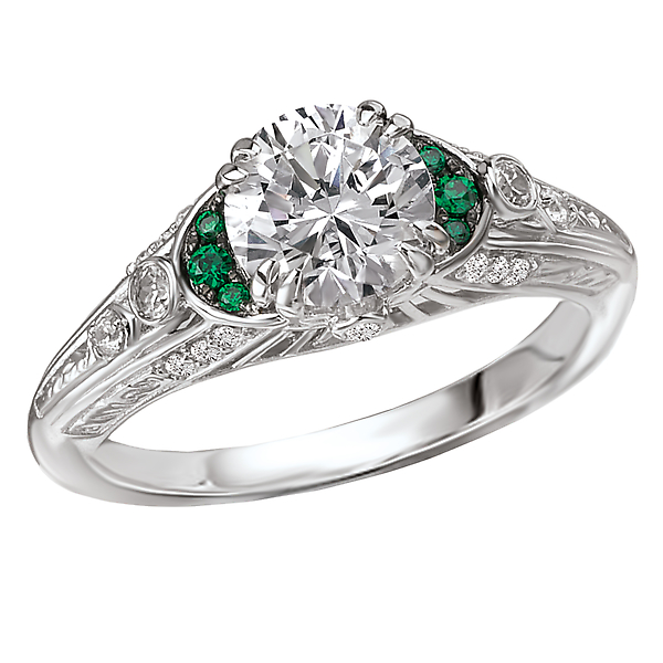 Tsavorite and Diamond Semi-Mount Ring