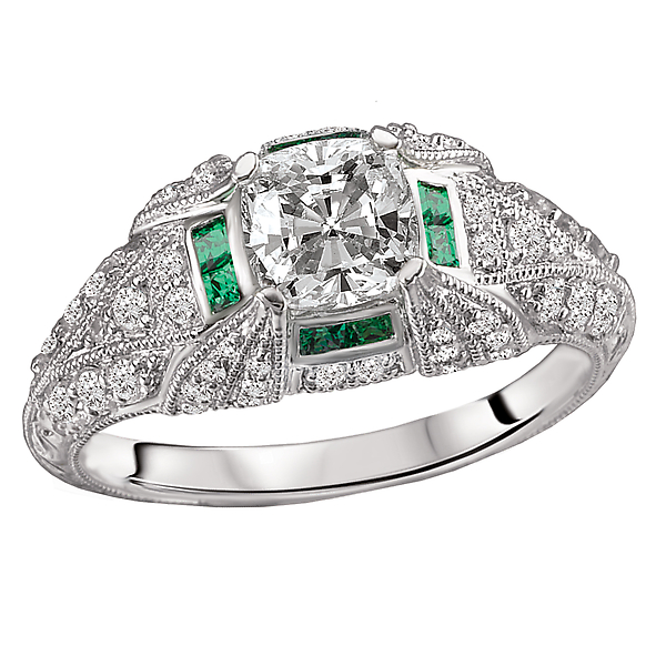 Tsavorite and Diamond Semi-Mount Ring