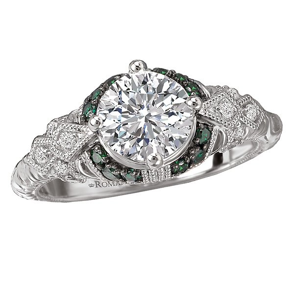 Tsavorite and Diamond Semi-Mount Ring