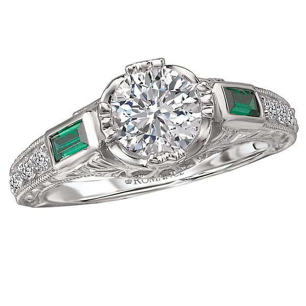 Tsavorite and Diamond Semi-Mount Ring