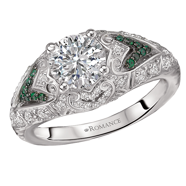 Tsavorite and Diamond Semi-Mount Ring