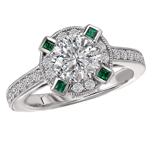 Tsavorite and Diamond Semi-Mount Ring
