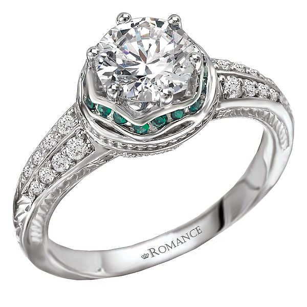 Tsavorite and Diamond Semi-Mount Ring
