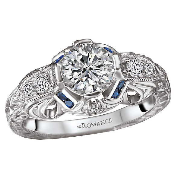 Sapphire and Diamond Semi-Mount Ring