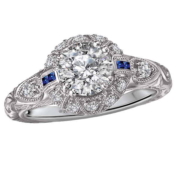 Sapphire and Diamond Semi-Mount Ring