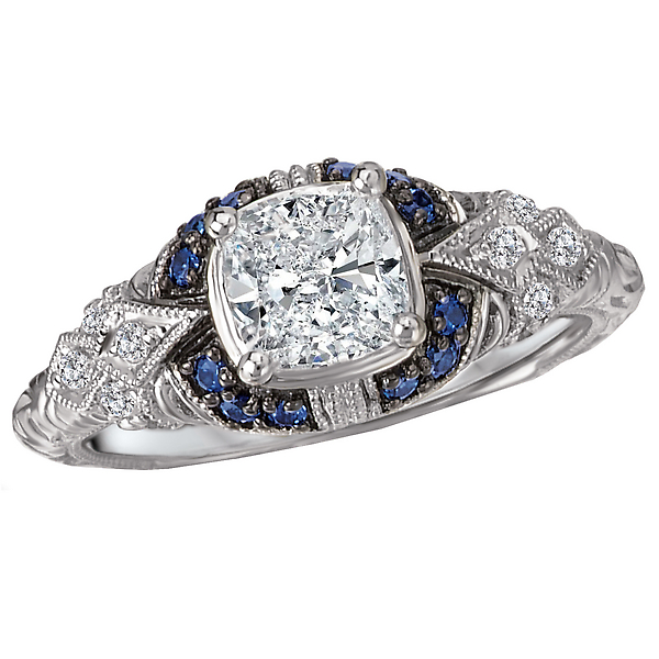 Sapphire and Diamond Semi-Mount Ring