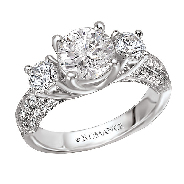 3-Stone Semi-Mount Diamond Ring
