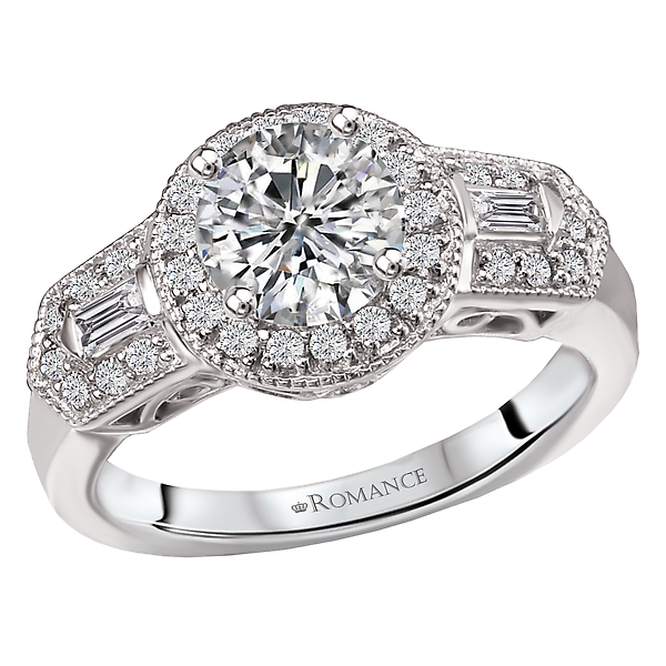 Round Halo Semi-Mount Diamond Ring