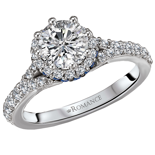 Sapphire and Diamond Semi-Mount Ring