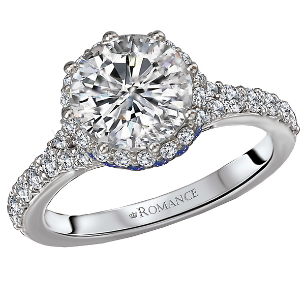 Sapphire and Diamond Semi-Mount Ring